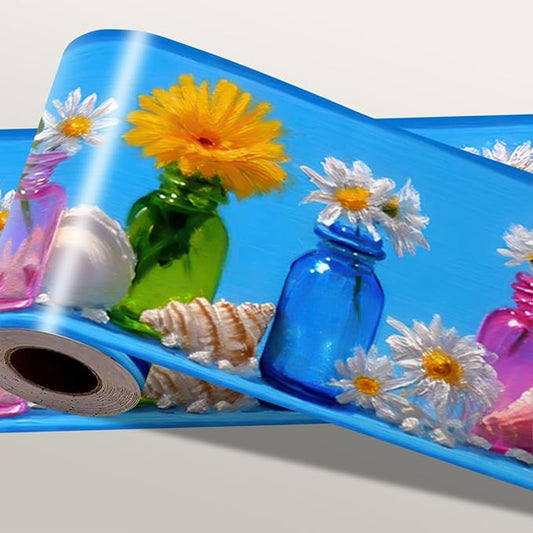 Wildflower Vase Wallpaper Border 196x4 Inch Removable Wall Border Peel and