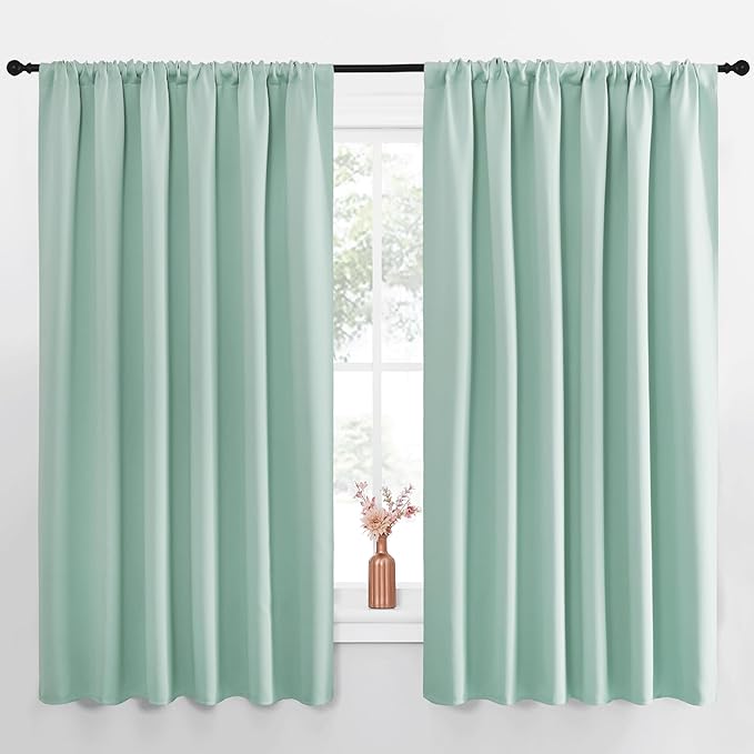 NICETOWN Blackout Curtains for Bedroom, Aqua Blue, 1 Pair, 70 by 63-inch