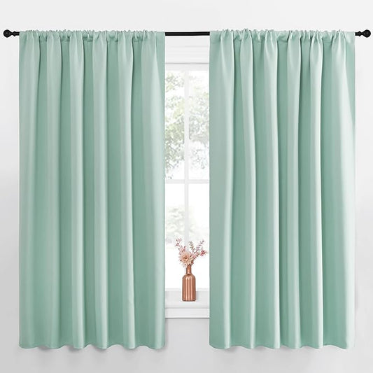 NICETOWN Blackout Curtains for Bedroom, Aqua Blue, 1 Pair, 70 by 63-inch