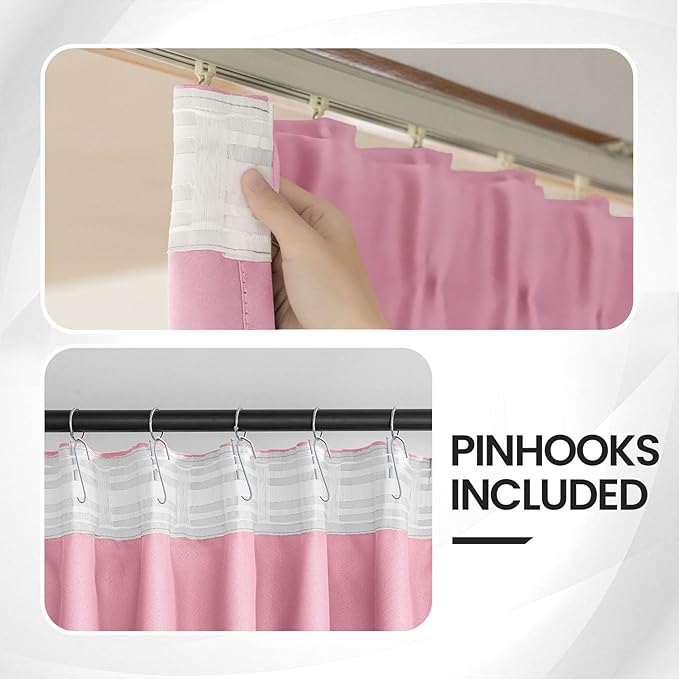 Baby Girl Pink Bedroom Decor Curtains 2 Panels Set