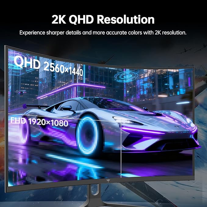 KTC 32 Inch Curved Gaming Monitor, 2K 180Hz Computer Monitor, Up to 185Hz, QHD 1500R PC Monitor 1ms with Adaptive Sync, DisplayPort/HDMI/USB, VESA Wall Mount, Tilt Adjustable, H32S5