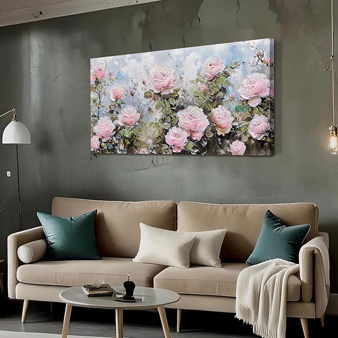 Ardemy Flower Wall Art Canvas Art Wall Decor, Floral Painting Textured Picture