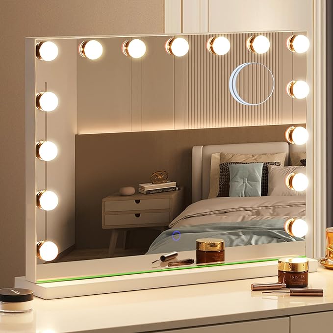 Hollywood Vanity Mirror with Lights, 15 Led Bulbs, 3 Lighting Modes
