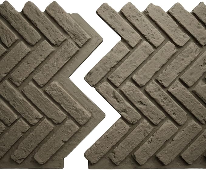 EverStone Herringbone Faux Brick Panel, 46 1/2"W x 25 1/4"H x 1"D, Vintage