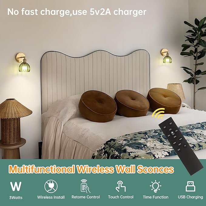 Shenmoyl Battery Operated Vintage Wall Sconces