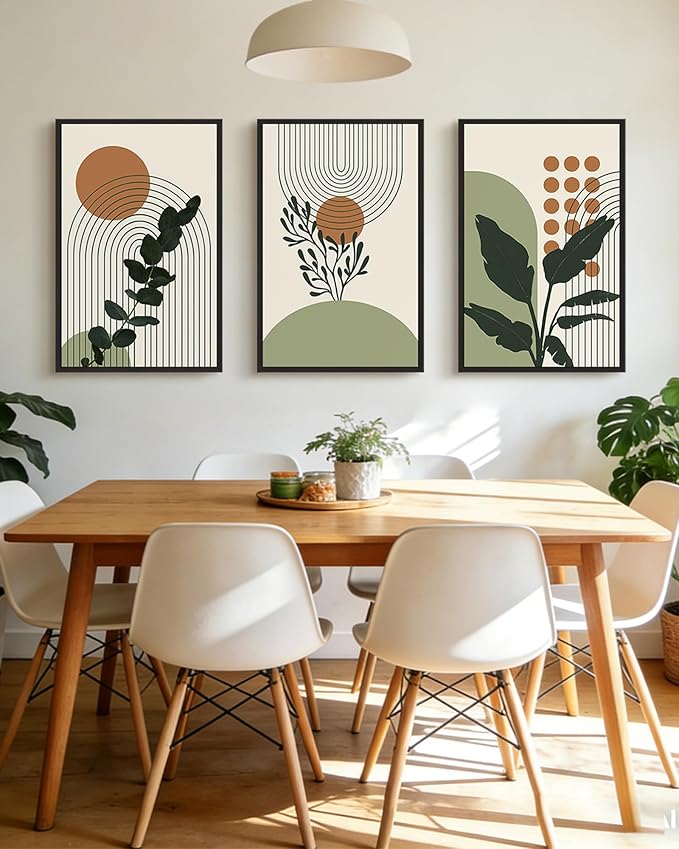PHOPAGO Boho Plant Wall Art Green Botanical Bohemain Framed Wall Printing