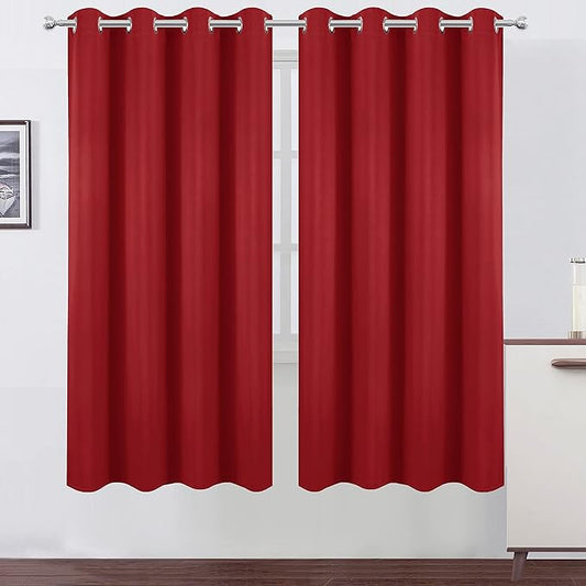 LEMOMO Red Blackout Curtains/52 x 72 Inch/Set of 2 Panels Room Darkening