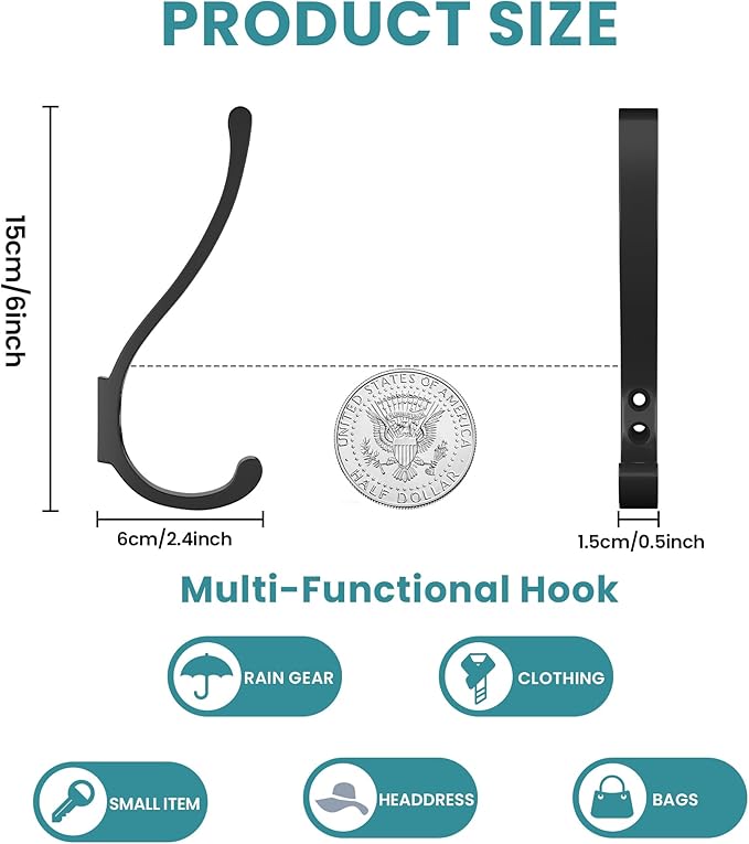 BREYDROK 6-Pack Heavy Duty Coat Hooks