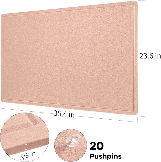 Lightomorrow Bulletin Board, 36 x 24 inches Felt Board