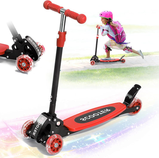 **Kick Scooter for Kids by [Brand Name] - Light-Up 3-Wheel Design | Adjustable Height for Ages 3-7**