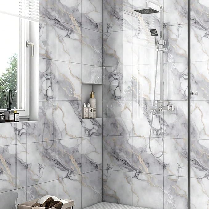 Chejiaye 22pcs Marble Peel and Stick Backsplash Surface Waterproof Wall Panels