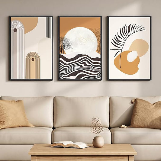 Framed Boho Mid Century Modern Wall Art