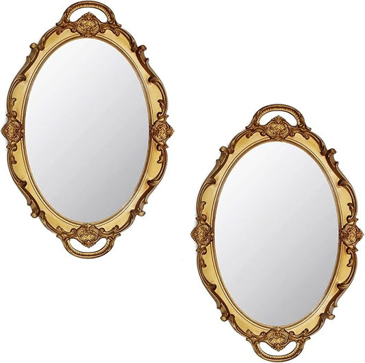 Eaoundm 14.5 x 10 inchs Oval Antique Decorative Wall Mirror Vintage Hanging