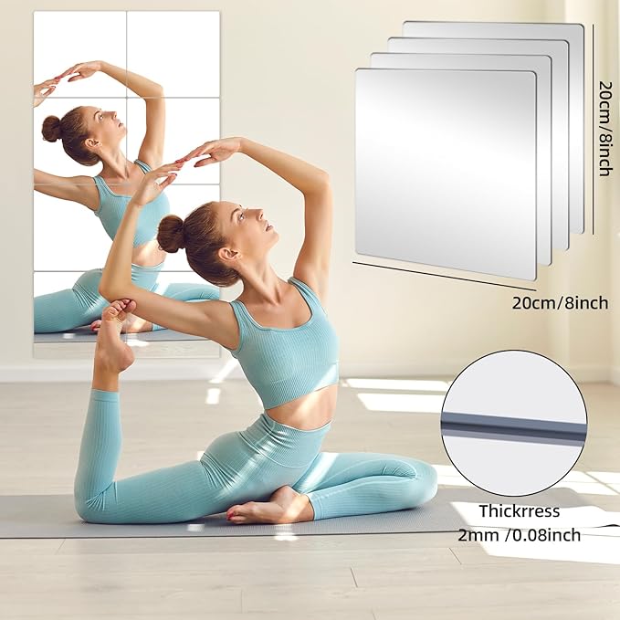 Stick on Small Mirror for Wall Decor Plastic Non Glass Sticky Kids Safety