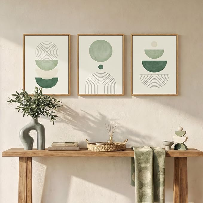 3 Piece Framed Minimalist Boho Canvas Wall Art