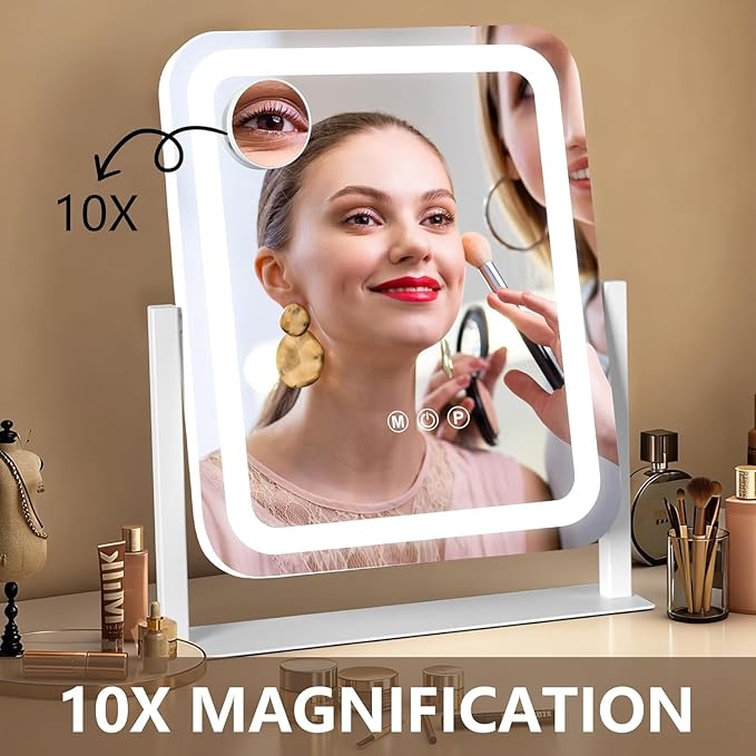 Ratsamee Vanity Mirror with Lights 15"×13", Led Makeup Mirror, Lighted Makeup