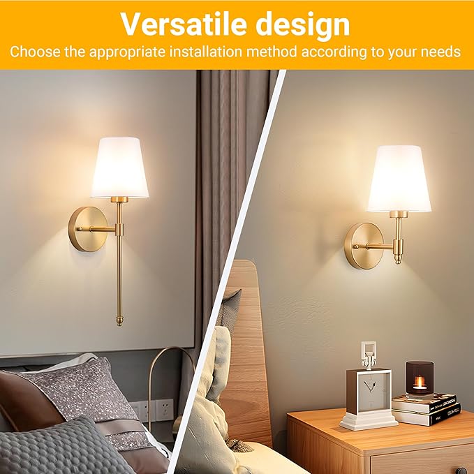 Vimhou Peel and Stick Wall Sconces, Stick On Wall Sconce Set of 2, Battery