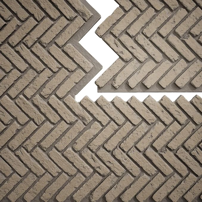 EverStone Herringbone Faux Brick Panel, 46 1/2"W x 25 1/4"H x 1"D, Adobe Color