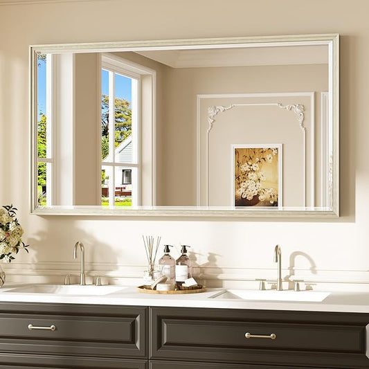 Keonjinn 55" x 30" Brushed Nickel Bathroom Mirrors