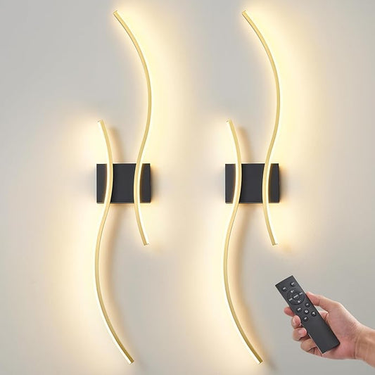 Battery Operated Wall Sconce Set of 2, Dimmable Modern LED Rechargeable Wall