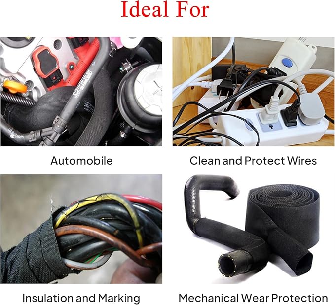 2 in 1 Heat Shrink Braided Sleeving Fabric Tubing-Ideal fit Irregular Shape Hose/Cable/Wire (3/4"(19mm), 22FT)