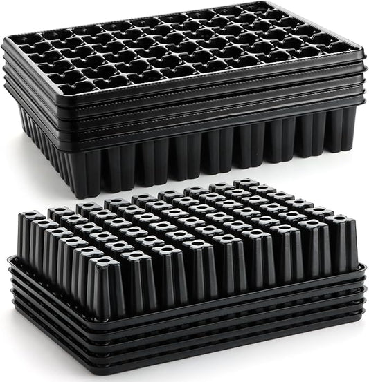 RooTrimmer 54 Cell Seed Starter Trays, 2.8" Deep Plug Flat Tray,10 Pieces Big Holes Germination Tray, Thick Durable Seedling Plastic Nursery Reusable Trays (11.14inch Ã14.6 inch, 10-Pack)