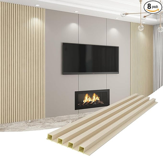 8-Pack WPC Wall Panels 118ââ x 6.1ââ 3D Slat Wall Panel Acoustic Wall Paneling