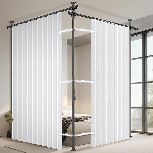 100% Blackout Room Divider Curtains Sets White W100 x L96 in 2 Panels No Drill