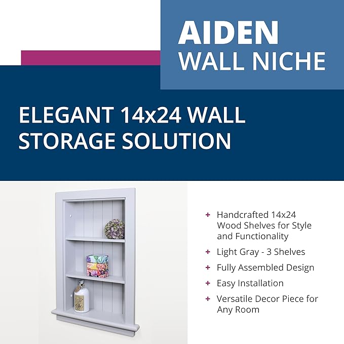 14x24 Aiden Recessed Wall Niche Medicine Cabinet Replacement, in The Wall