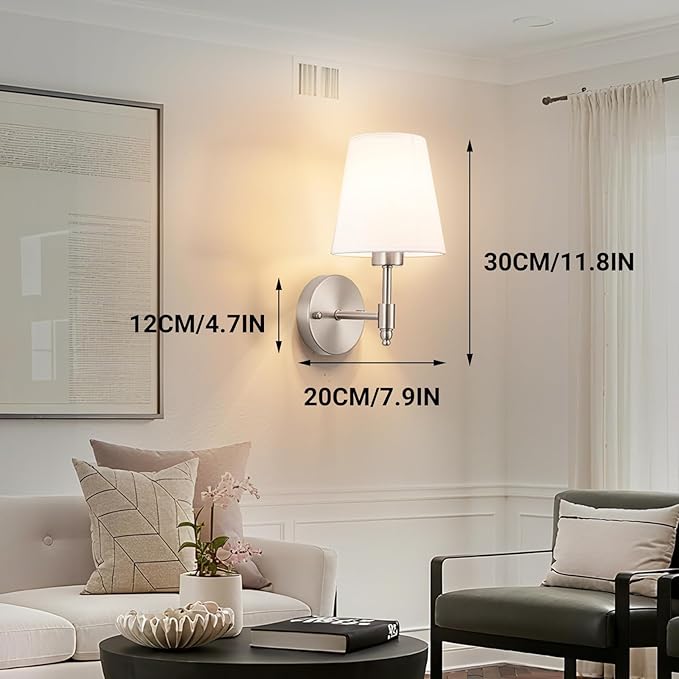Peel and Stick Wall Sconces, Stick On Wall Sconce Set of 2, Battery Operated