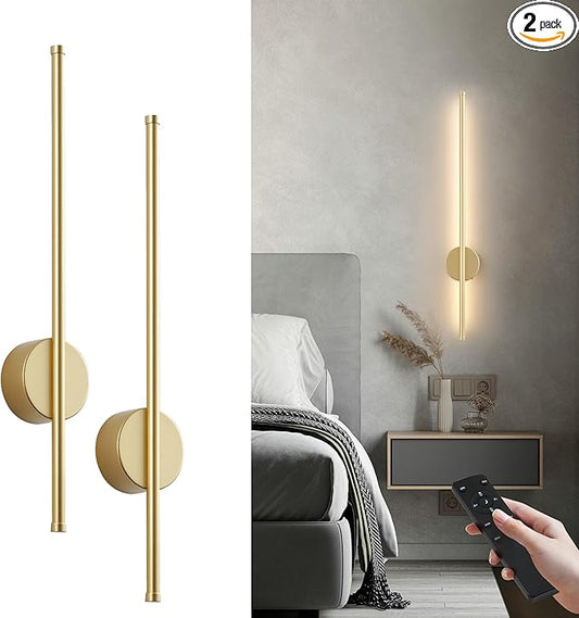 Battery Operated Modern Wall Sconces, Dimmable Wireless Wall Light Set of Two