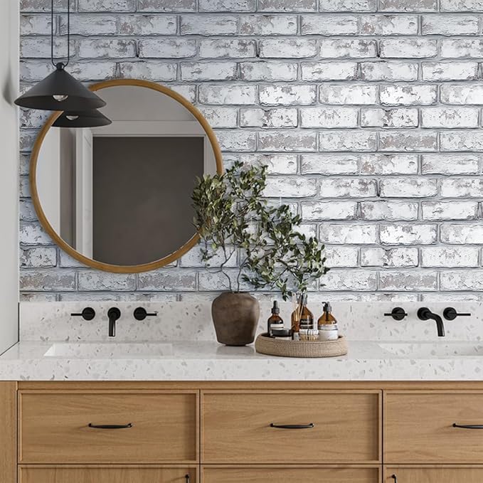 COMSTICKC 3D Faux Brick Peel and Stick Wall Covering, Small Size Thin PVC Self