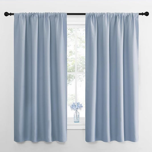 NICETOWN RV Blackout Curtains for Camper Windows, Vintage Blue, Short Blackout