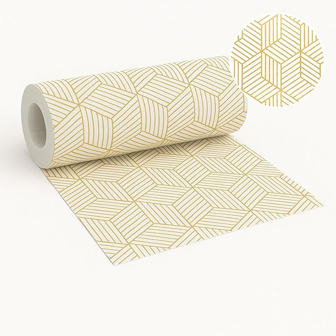 Cubicle Wallpaper for Fabric Walls Removable-Gold and White Geometric Wallpaper