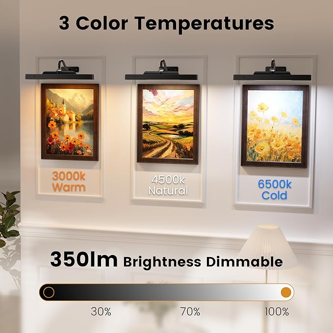 Wireless Picture Lights 12", 4400mAh Battery Powered Cordless Wall Lights