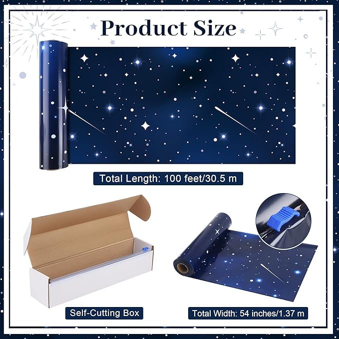 Kochorie 100 Ft X 54 Inch Space Galaxy Tablecloth Roll