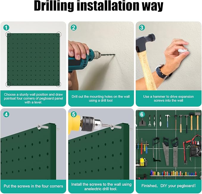 PegBoard, Heavy Duty Peg Board for Walls Home, Garage Tool Storage, Craft Room