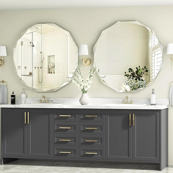 Bathroom Mirrors for Over Sink, Round Frameless Mirrors for Wall, 30x30 Inch