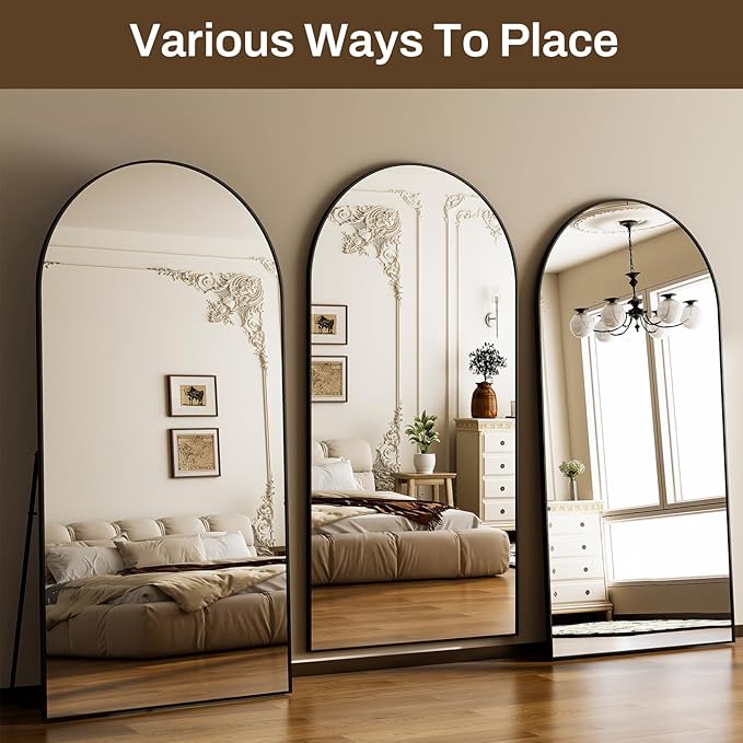 HARRITPURE 76"x34" Arched Full Length Mirror Free Standing Hanging Mounted