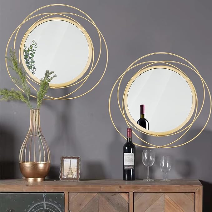 2 Set. Circle Mirrors for Wall Decor for Living Room Bedroom Bathroom Entryway