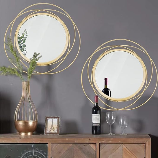 2 Set. Circle Mirrors for Wall Decor for Living Room Bedroom Bathroom Entryway
