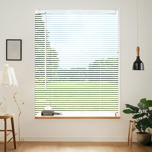Cordless Vinyl Mini L Blinds 46" W x 48" H, Light Filtering, Arrive 1/2 Inch