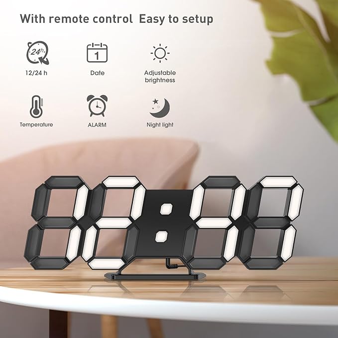 3D LED Clock Desk Alarm Clock Wall Clock