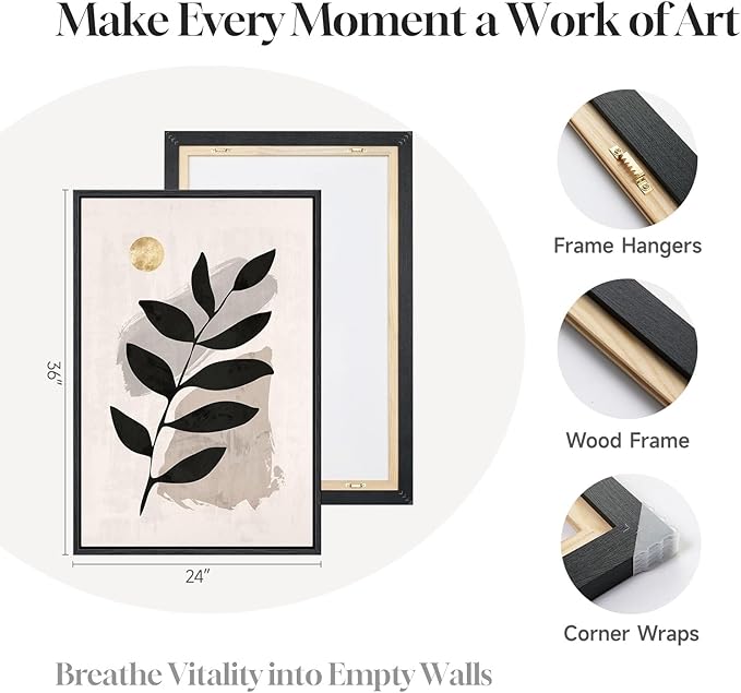 3 Piece Framed Black and White Boho Wall Art