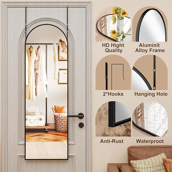 Rowjut Full Length Door Mirror, Wall Mounted Wall Mirrors, Cloakrooms