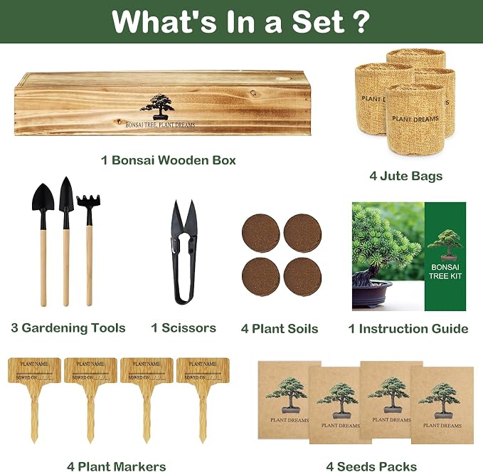 LUOJIBIE Bonsai Tree Kit, Complete Bonzai Tree Starter Kits, for Mom, Unique Christmas Birthday Gardening Gifts for Women Mom Men Grandkids, Crafts Hobby Kits