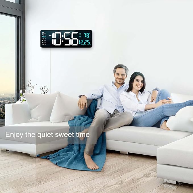 Abovsare 16.2 Inch Large Display Wall Clocks, LED Digital Clock