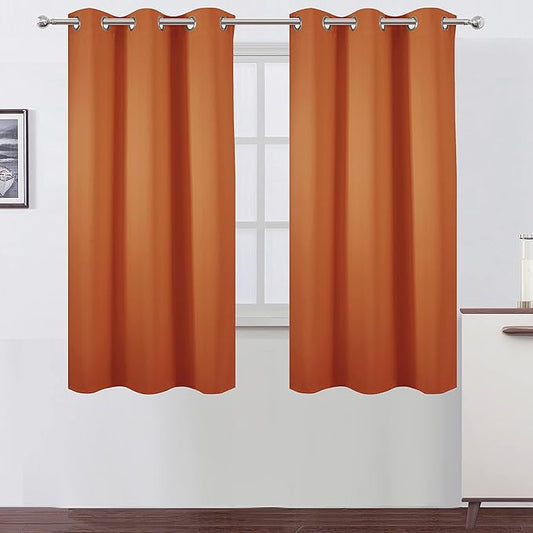 LEMOMO Orange Blackout Curtains 42 x 63 Inch Length/Set of 2 Curtain