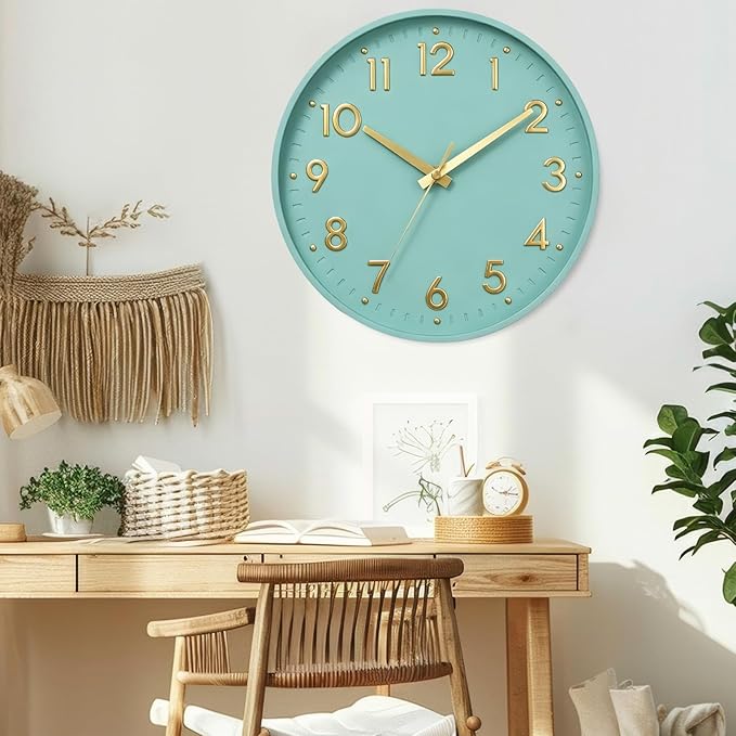 Mosewa Wall Clock 8 Inch, Wall Clocks Battery Operated Silent Non-Ticking