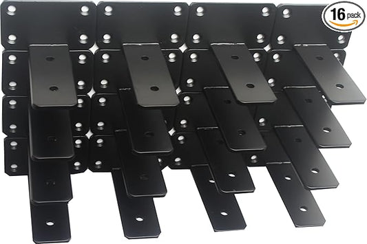 16 Pack - 4 inch Black Hidden L Shelf Bracket Iron Floating Shelf Brackets